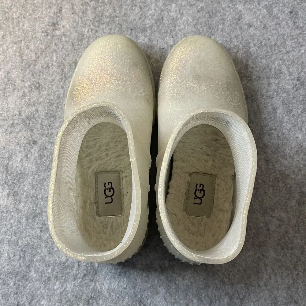 UGG Kids Drizlita Glitter Rain Boots Waterproof Translucent White Sparkle Sz 2